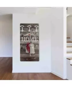 ATTACCAPANNI "HOME" IN LEGNO CON 5 GANCI, 45X90X1 CM